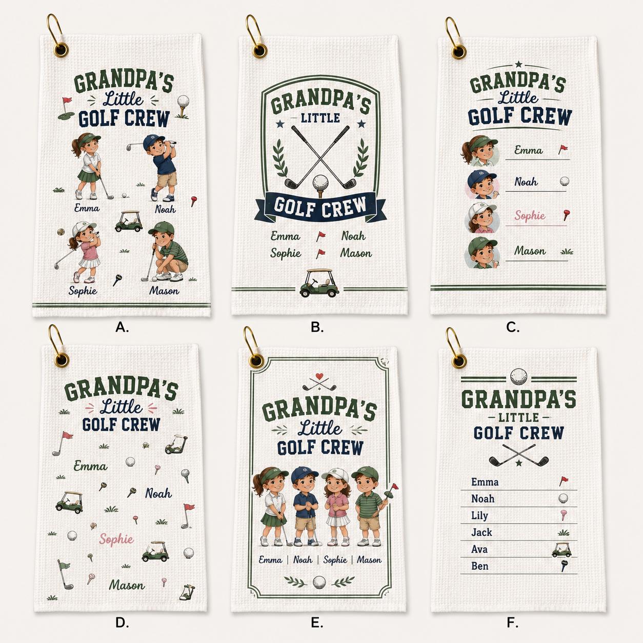 Grandpa’s Little Golf Crew Towel, Personalized Grandkids Golf Towel, Custom Golf Bag Towel Gift - product image 2