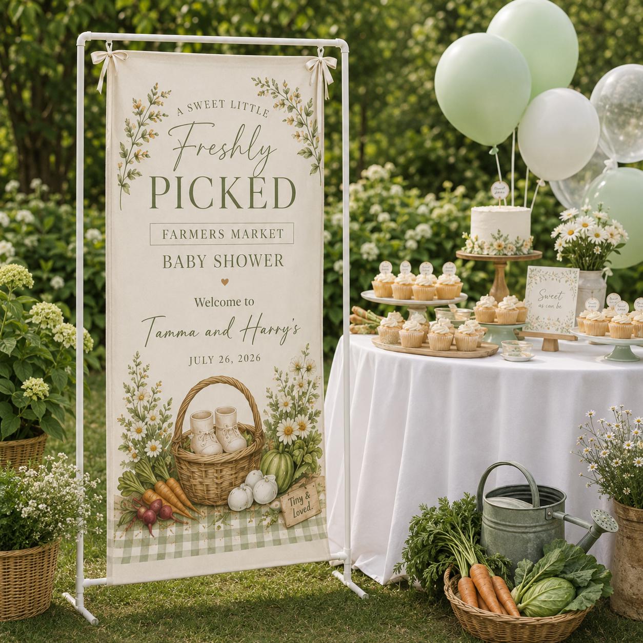 Botanical Baby Shower Banner, Personalized "Little Sprout" Fabric Backdrop, Custom Name Party Decor - product image 6