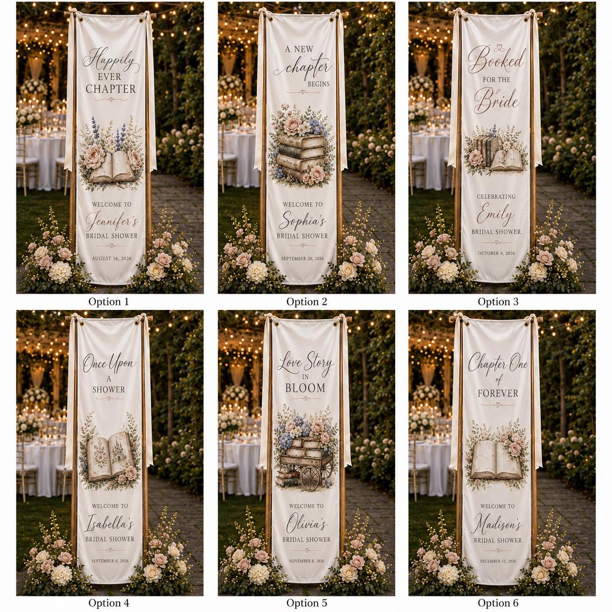 Book Theme Bridal Shower Fabric Banner, Personalized Welcome Sign, Love Story Decor - product image 2