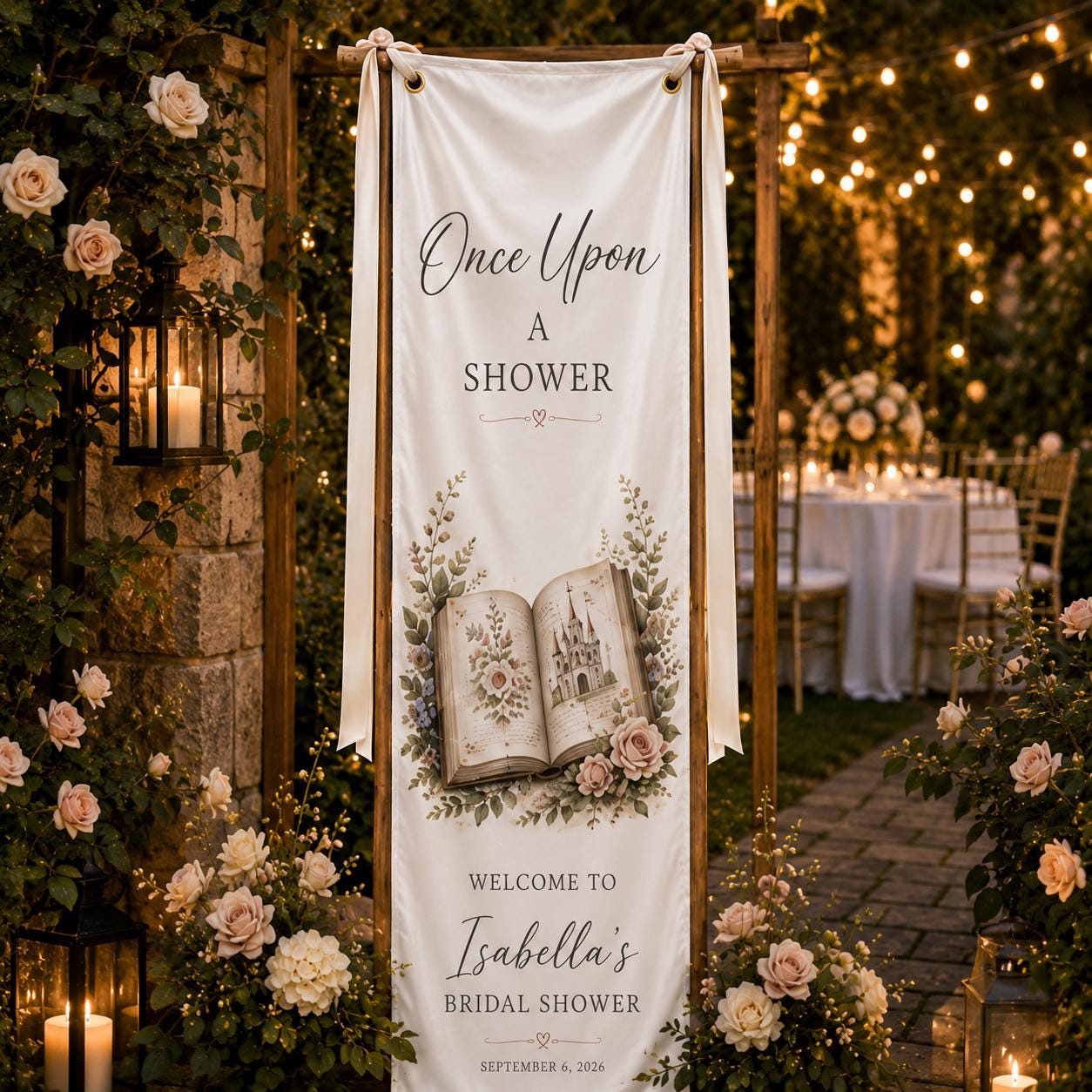 Book Theme Bridal Shower Fabric Banner, Personalized Welcome Sign, Love Story Decor - product image 6
