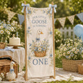 Silly Goose First Birthday Banner, Personalized Fabric Backdrop, Custom Name Party Decor - product image 1