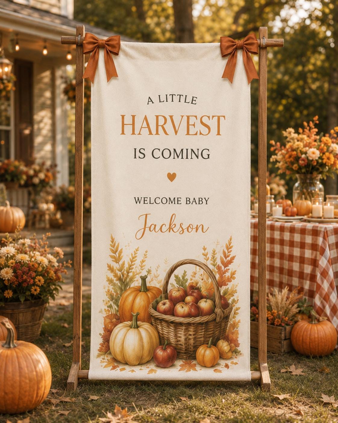 Personalized Garden Baby Shower Fabric Banner, Welcome Sign Backdrop - product image 10