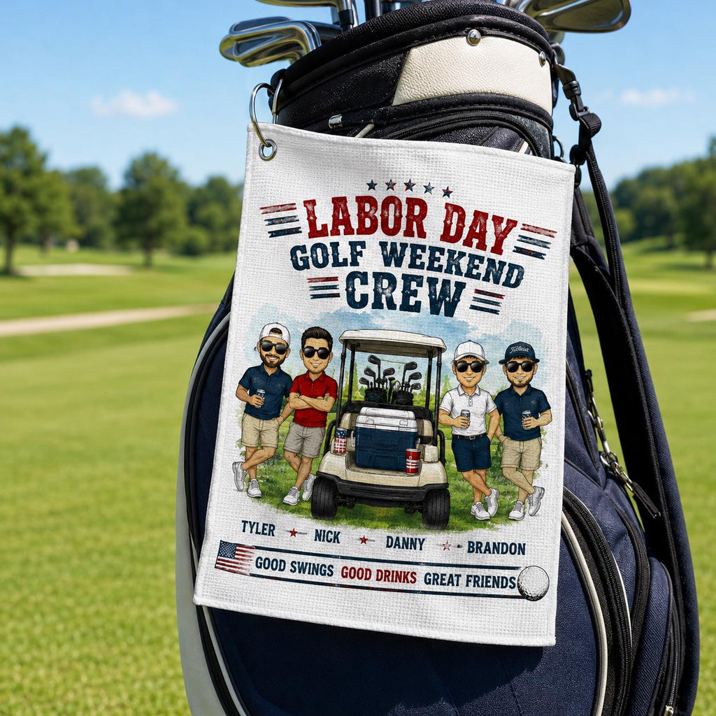 Custom Labor Day Golf Towel, Personalized Golf Weekend Crew Towel, Custom Character Golfer Gift - product image 7