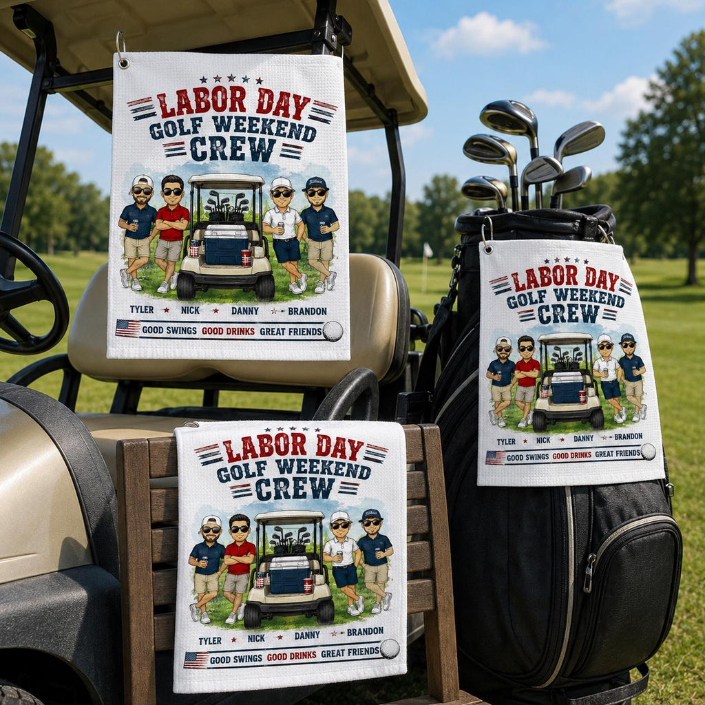 Custom Labor Day Golf Towel, Personalized Golf Weekend Crew Towel, Custom Character Golfer Gift - product image 9