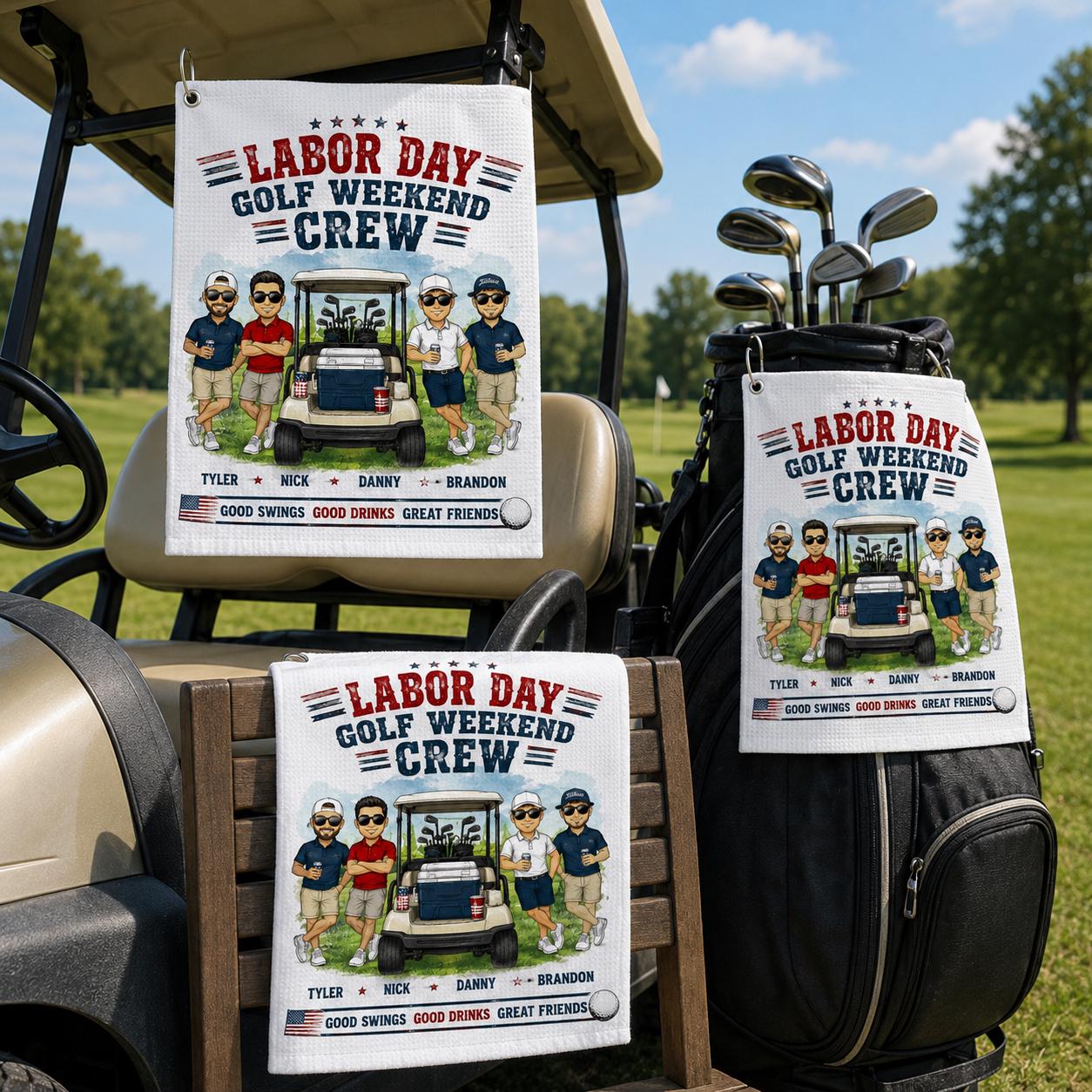 Custom Labor Day Golf Towel, Personalized Golf Weekend Crew Towel, Custom Character Golfer Gift - product image 9
