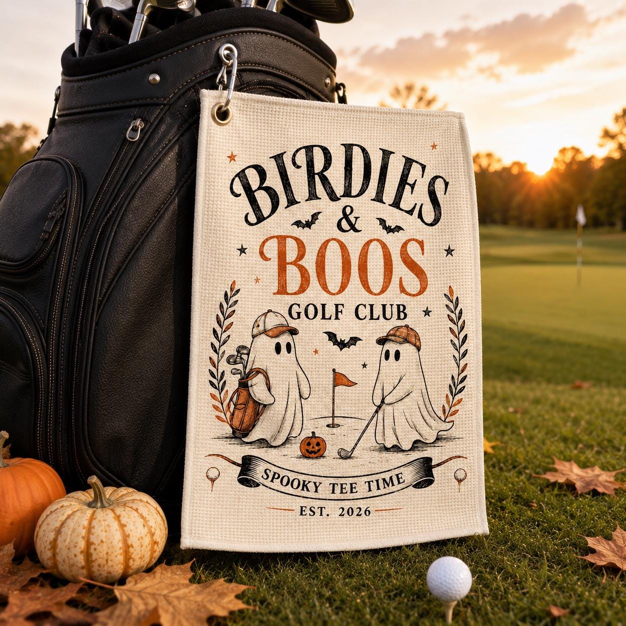 Halloween Golf Towel, Birdies And Boos Golf Club Towel, Spooky Tee Time Golfer Gift - product image 7