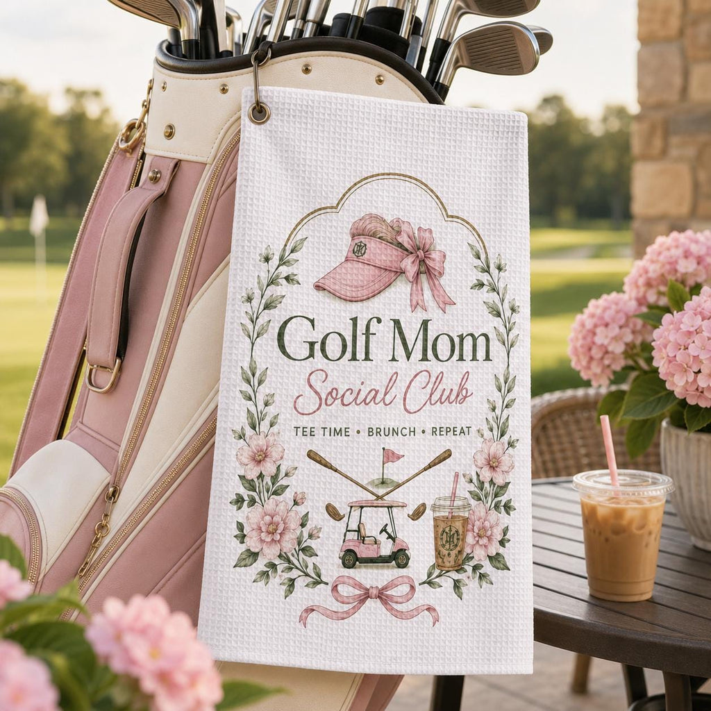Golf Mom Social Club Towel, Personalized Pink Golf Towel, Custom Women Golfer Gift - product image 1