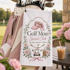 Golf Mom Social Club Towel, Personalized Pink Golf Towel, Custom Women Golfer Gift – main product view