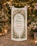 Flower Market Bridal Shower Fabric Banner, Personalized Bride Welcome Sign, Custom Garden Shower Decor - product image 1