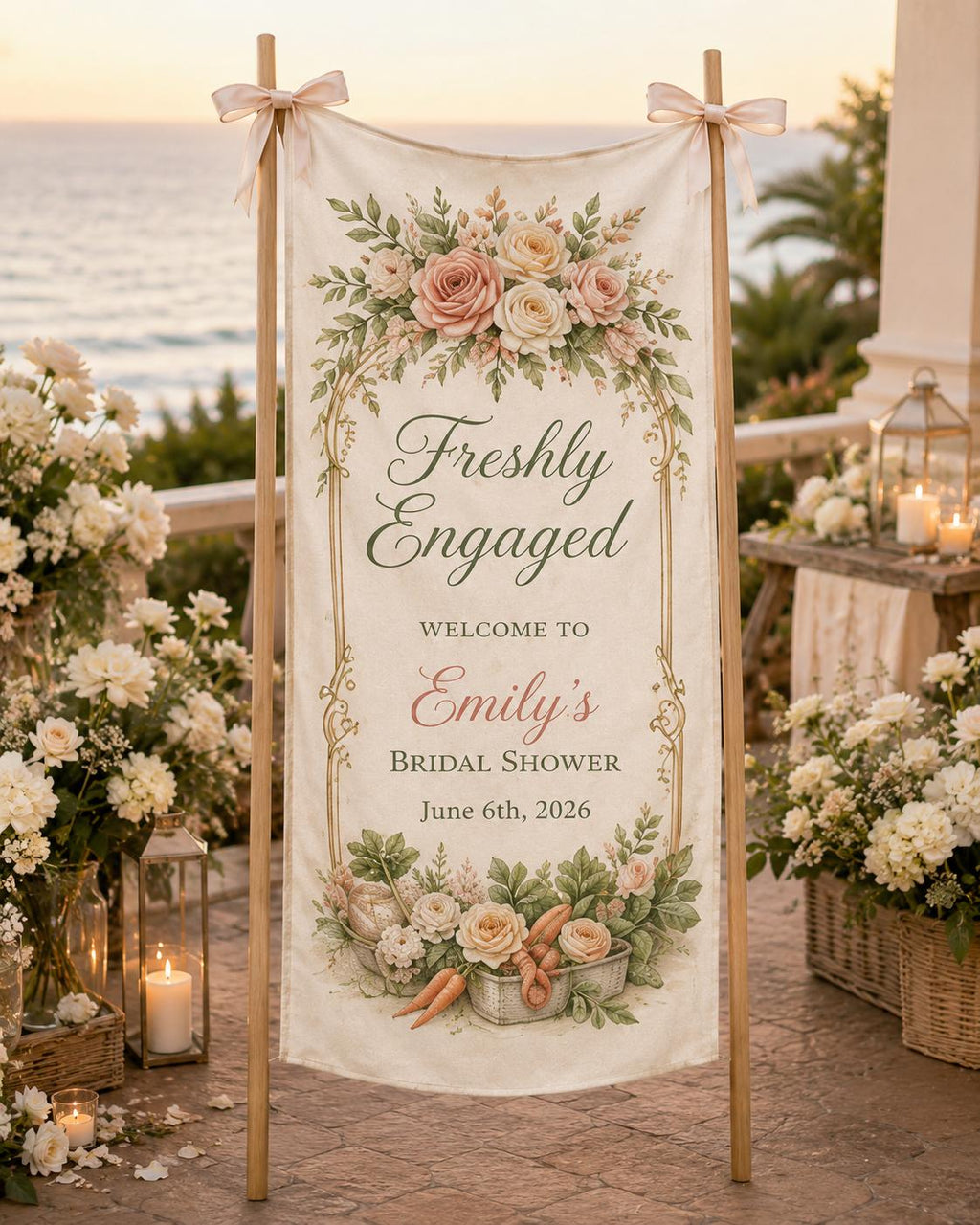 Flower Market Bridal Shower Fabric Banner, Personalized Bride Welcome Sign, Custom Garden Shower Decor - product image 8