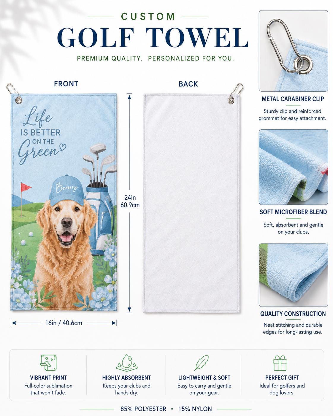 19th Hole Social Club Golf Towel, Personalized Golf Weekend | Xuvoria