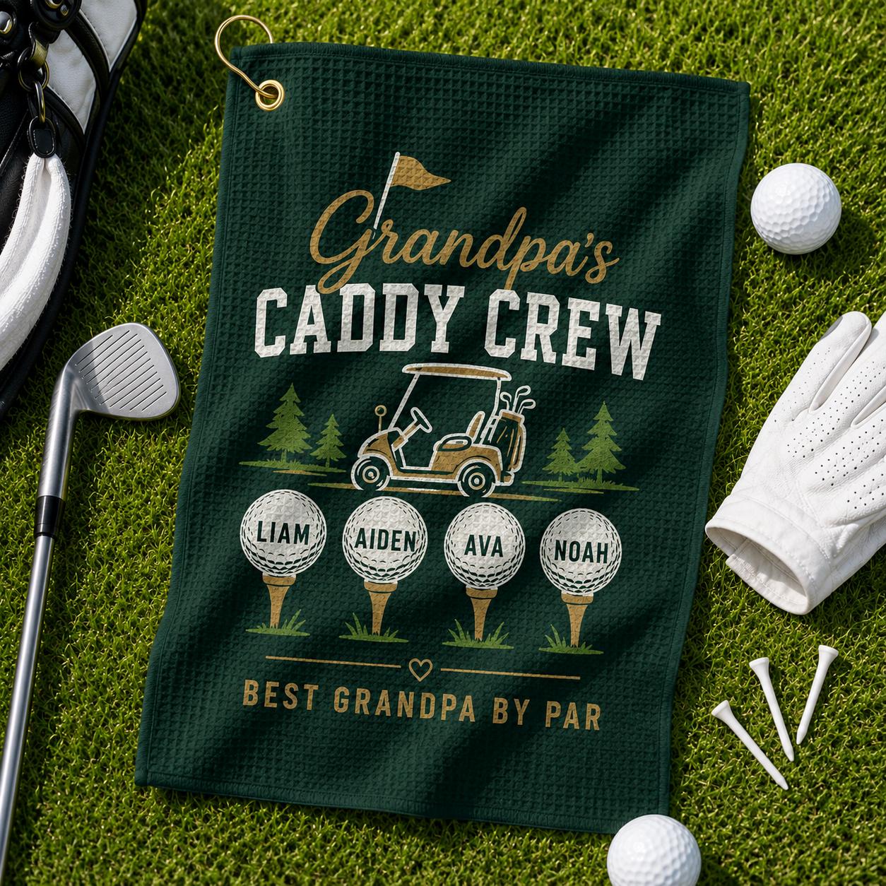 Custom Golf Towel: Grandpa's Caddy Crew, Personalized Golf Gift - product image 1