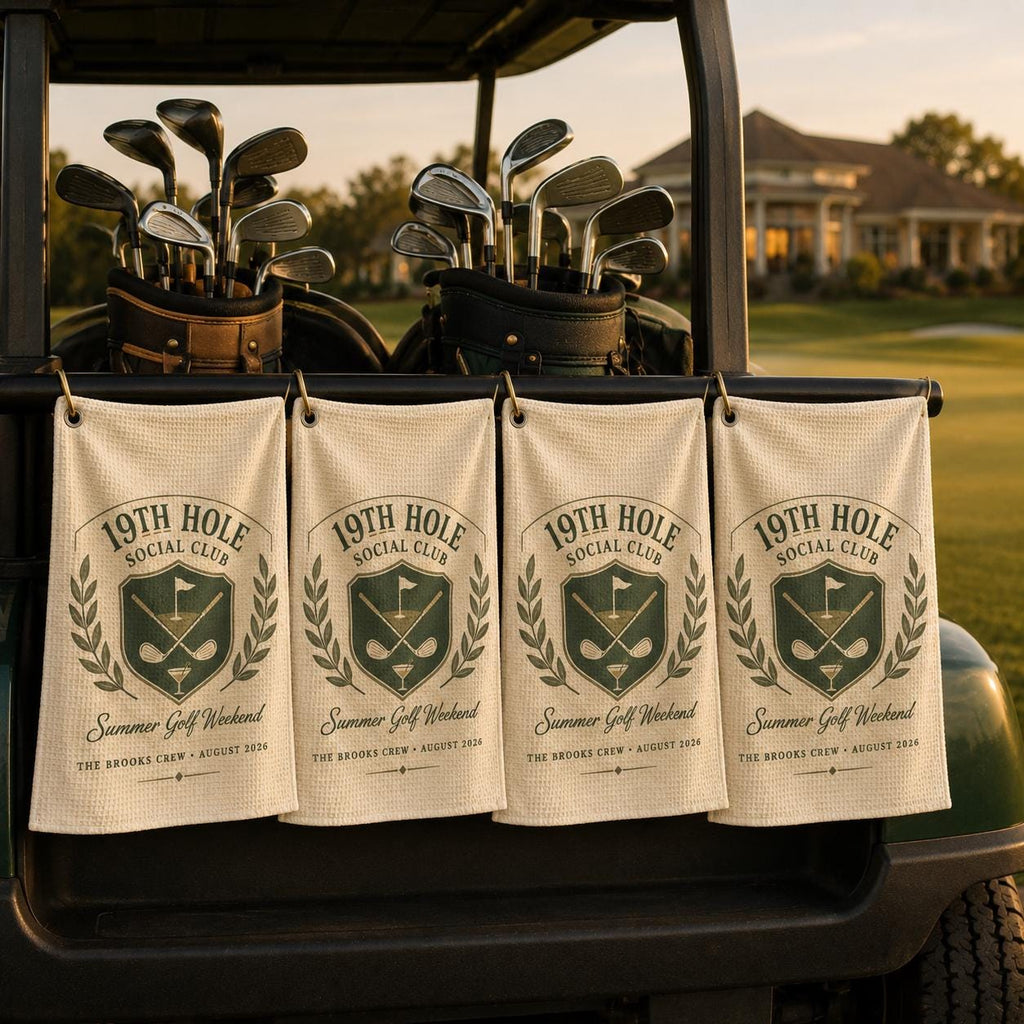 19th Hole Social Club Golf Towel, Personalized Golf Weekend Towel, Custom Golf Trip Gift - product image 8
