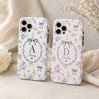 Personalized Bow Initial Phone Case, Custom Name Monogram Tough Case, Coquette Gift For Her