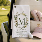 Birth Flower Golf Towel, Personalized Monogram Golf Bag Towel – product photo 9