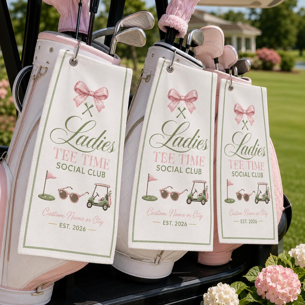Ladies Tee Time Golf Towel, Personalized Social Club Golf Bag Towel, Custom Women Golfer Gift - product image 10