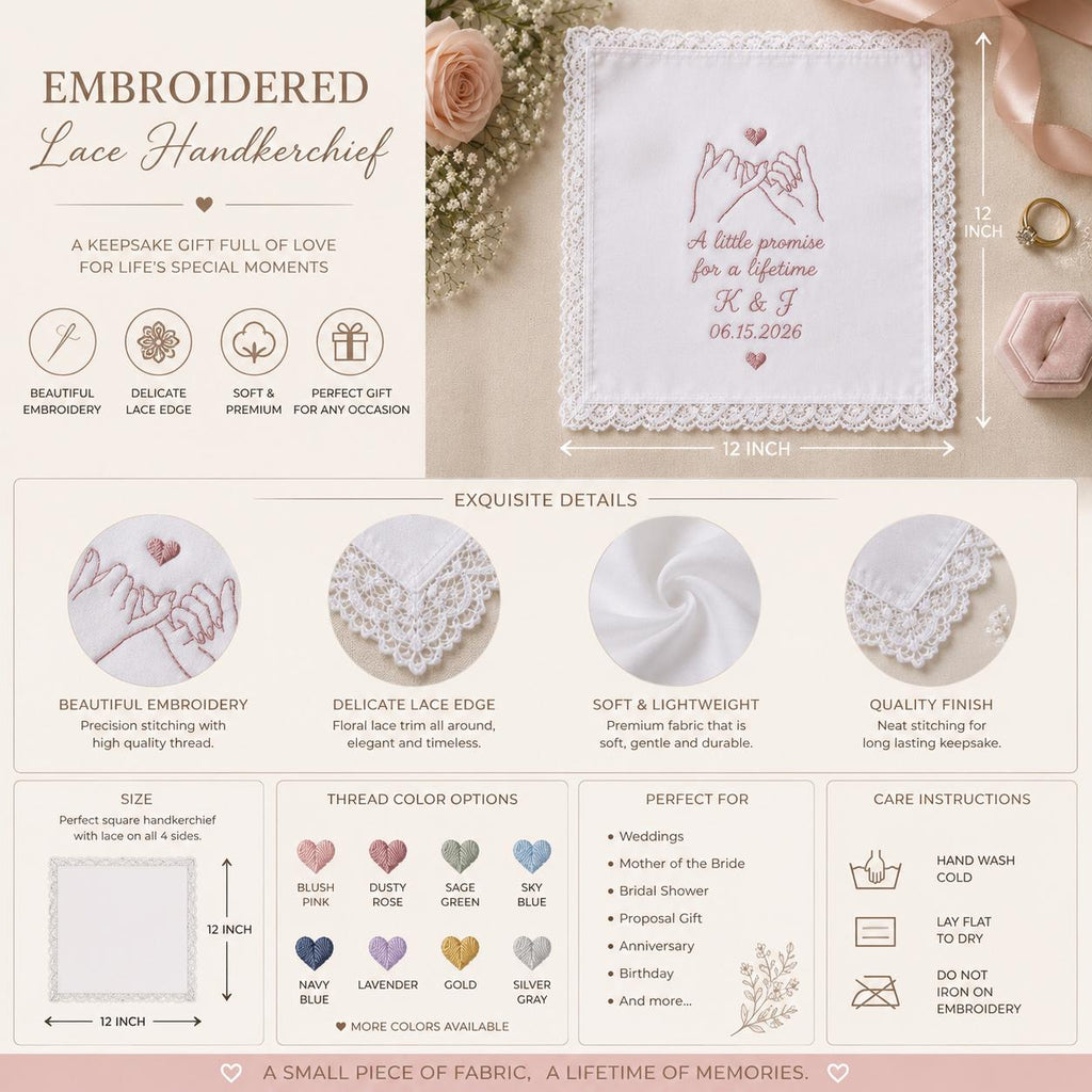 Recipe Keepsake Embroidered Handkerchief, Personalized Grandma Gift, Custom Baking Hanky, Made With Love Satin Keepsake