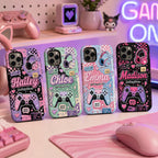 Personalized Gaming Phone Case, Custom Name Gamer Girl Tough, Pink Purple Gift