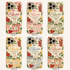 Personalized Market Day Phone Case, Custom Name Tough Case, Italian Summer Tomato Cafe Gift