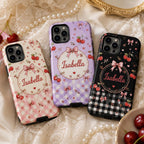 Personalized Cherry Phone Case, Custom Name Coquette Tough Case