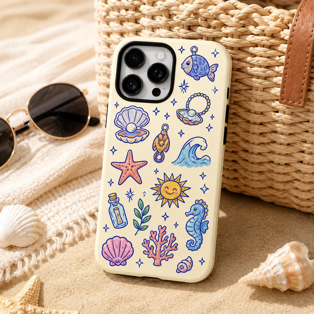 Cute Lucky Charm Phone Case, Coquette Doodle iPhone Case, Bow Star Mushroom Case Gift