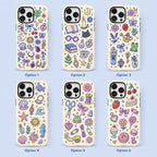 Cute Lucky Charm Phone Case, Coquette Doodle iPhone Case, Bow Star Mushroom Case Gift