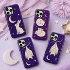 Celestial Rabbit Phone Case, Purple Moon Bunny iPhone Case, Minimal Star Animal Case Gift