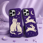 Celestial Rabbit Phone Case, Purple Moon Bunny iPhone Case, Minimal Star Animal Case Gift