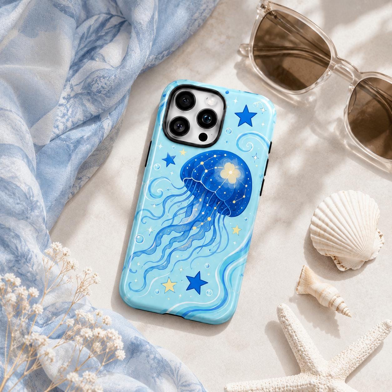 Whale Shark Phone Case, Blue Ocean iPhone Case, Cute Starry Sea Animal Case Gift