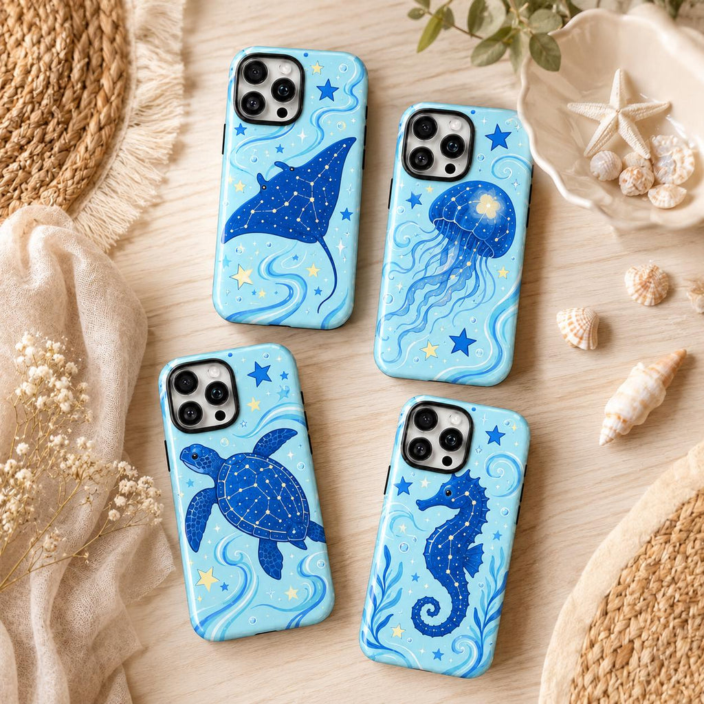 Whale Shark Phone Case, Blue Ocean iPhone Case, Cute Starry Sea Animal Case Gift
