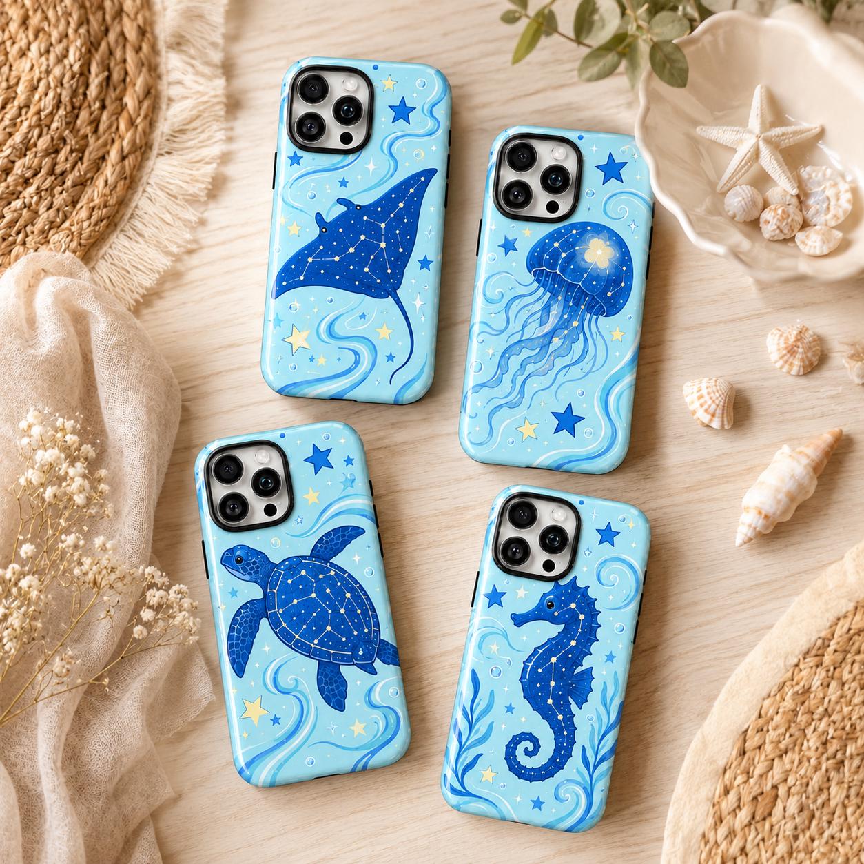 Whale Shark Phone Case, Blue Ocean iPhone Case, Cute Starry Sea Animal Case Gift