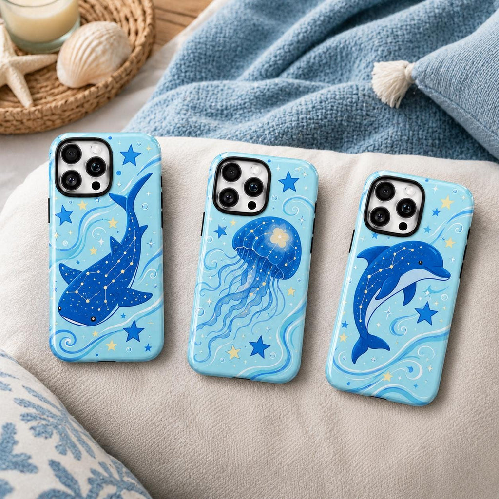 Whale Shark Phone Case, Blue Ocean iPhone Case, Cute Starry Sea Animal Case Gift