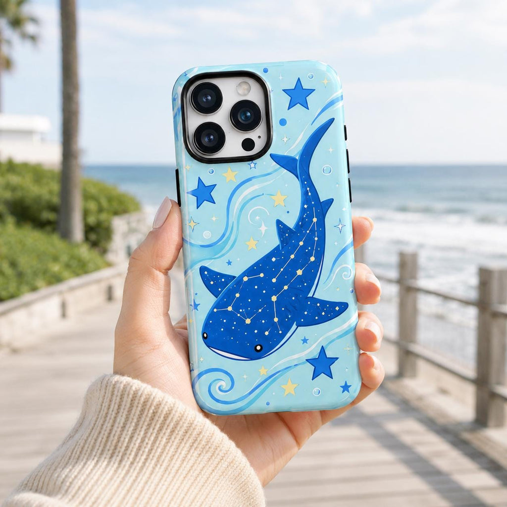 Whale Shark Phone Case, Blue Ocean iPhone Case, Cute Starry Sea Animal Case Gift