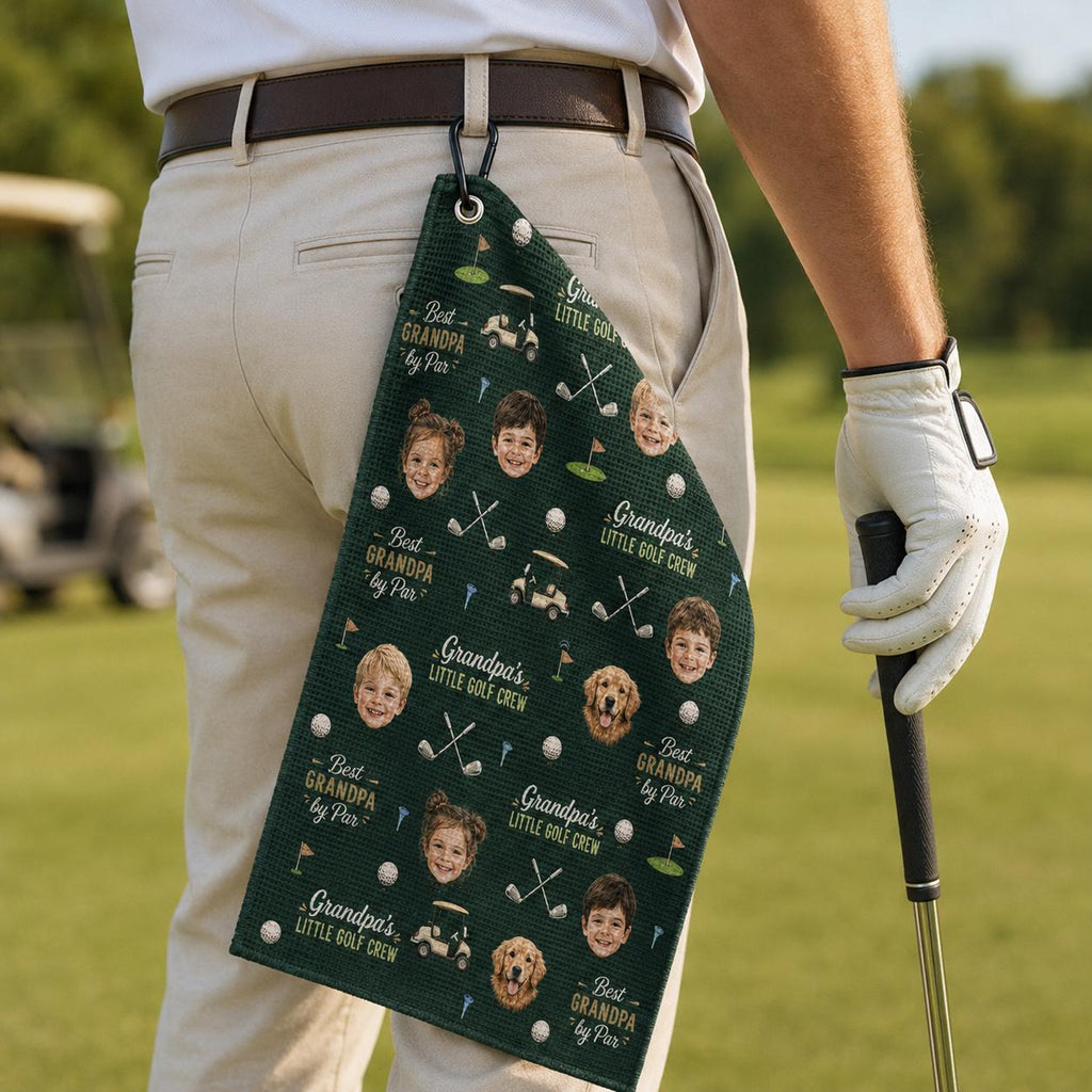 Personalized Golf Towel for Grandpa, Custom Photo Gear, Grandpa Gift - product image 1