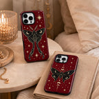 Celestial Moth Phone Case, Red Moon Star iPhone Case, Gothic Insect Case Gift