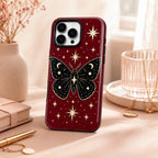 Celestial Moth Phone Case, Red Moon Star iPhone Case, Gothic Insect Case Gift