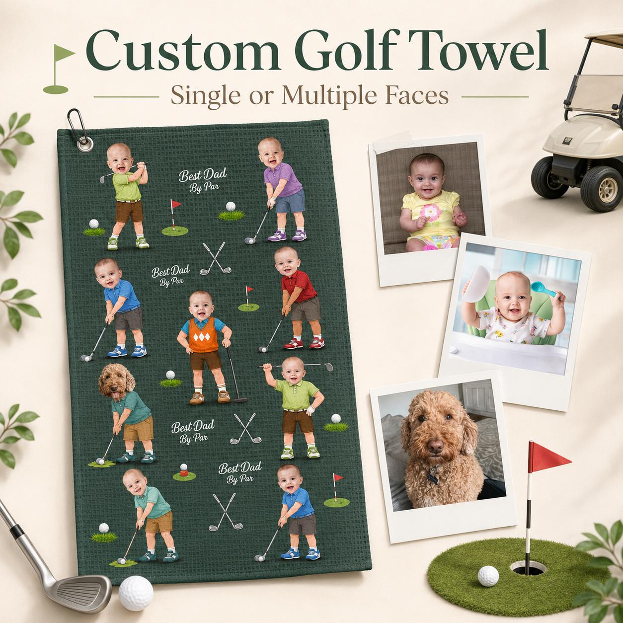 Custom Photo Towel, Personalized Face Gift, Dad Golf Accessory - product image 3