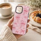 Pink Gingerbread Bow Phone Case, Coquette Christmas iPhone Case, Cute Holiday Case Gift