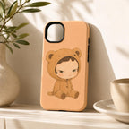 Cute Grumpy Character Phone Case, Animal Costume iPhone Case, Kawaii Pastel Case Gift