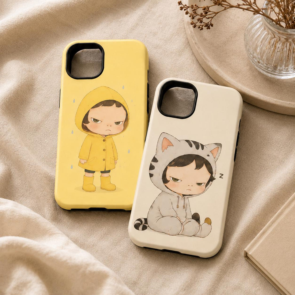 Cute Grumpy Character Phone Case, Animal Costume iPhone Case, Kawaii Pastel Case Gift