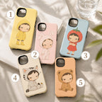Cute Grumpy Character Phone Case, Animal Costume iPhone Case, Kawaii Pastel Case Gift