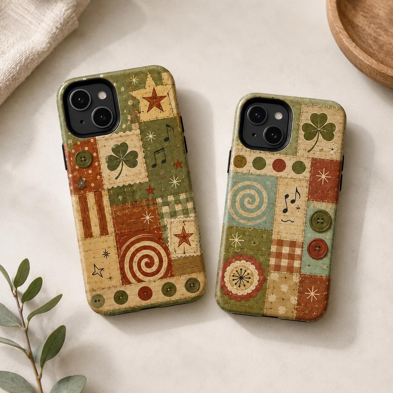 Retro Patchwork Phone Case, Vintage Quilt iPhone Case, Cottagecore Lucky Charm Case Gift