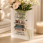 Personalized Acrylic Book Vase, Custom Book Lover Flower Vase, Reader Gift With Name – main product view
