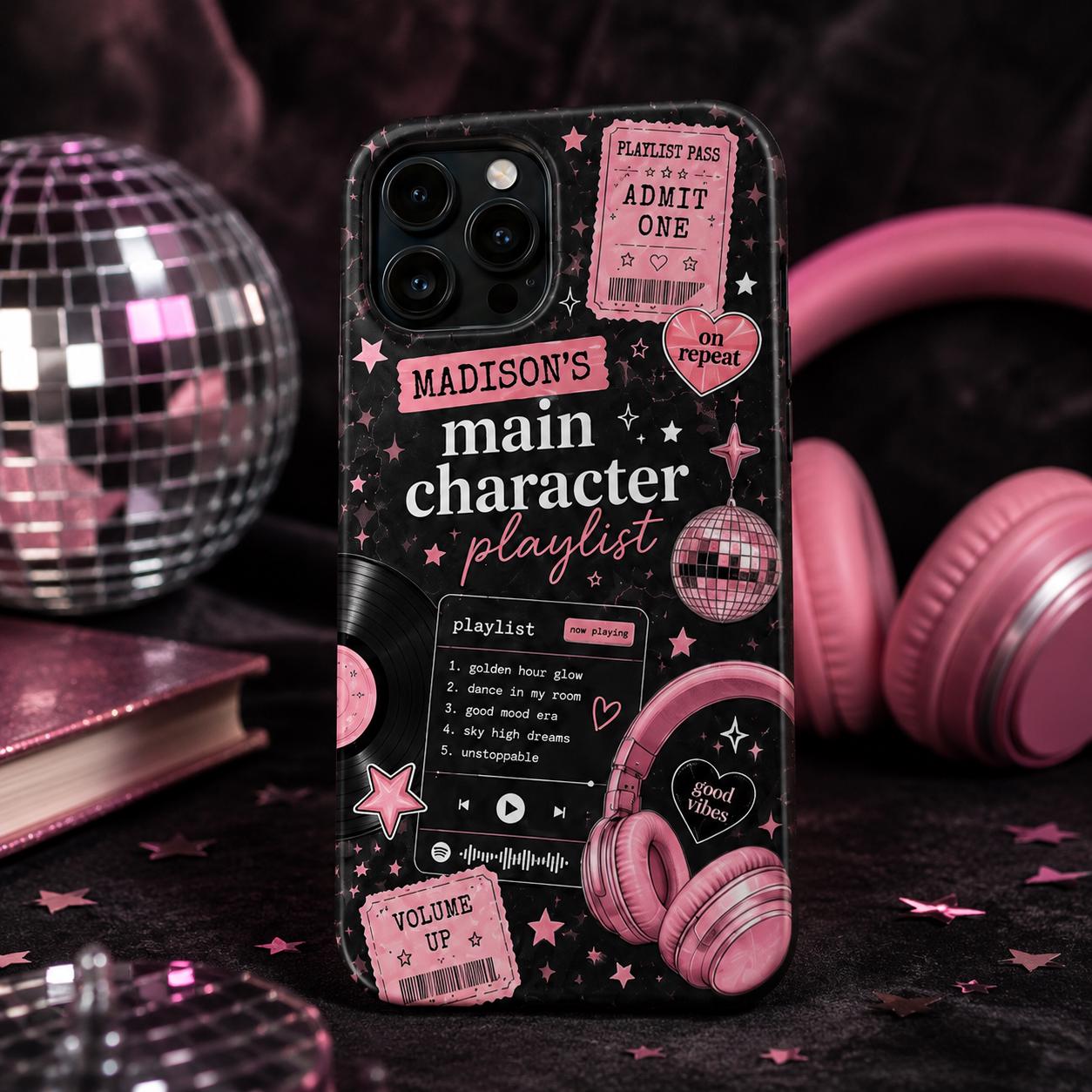 Personalized Playlist Tough Phone Case, Custom Name Music Lover Case