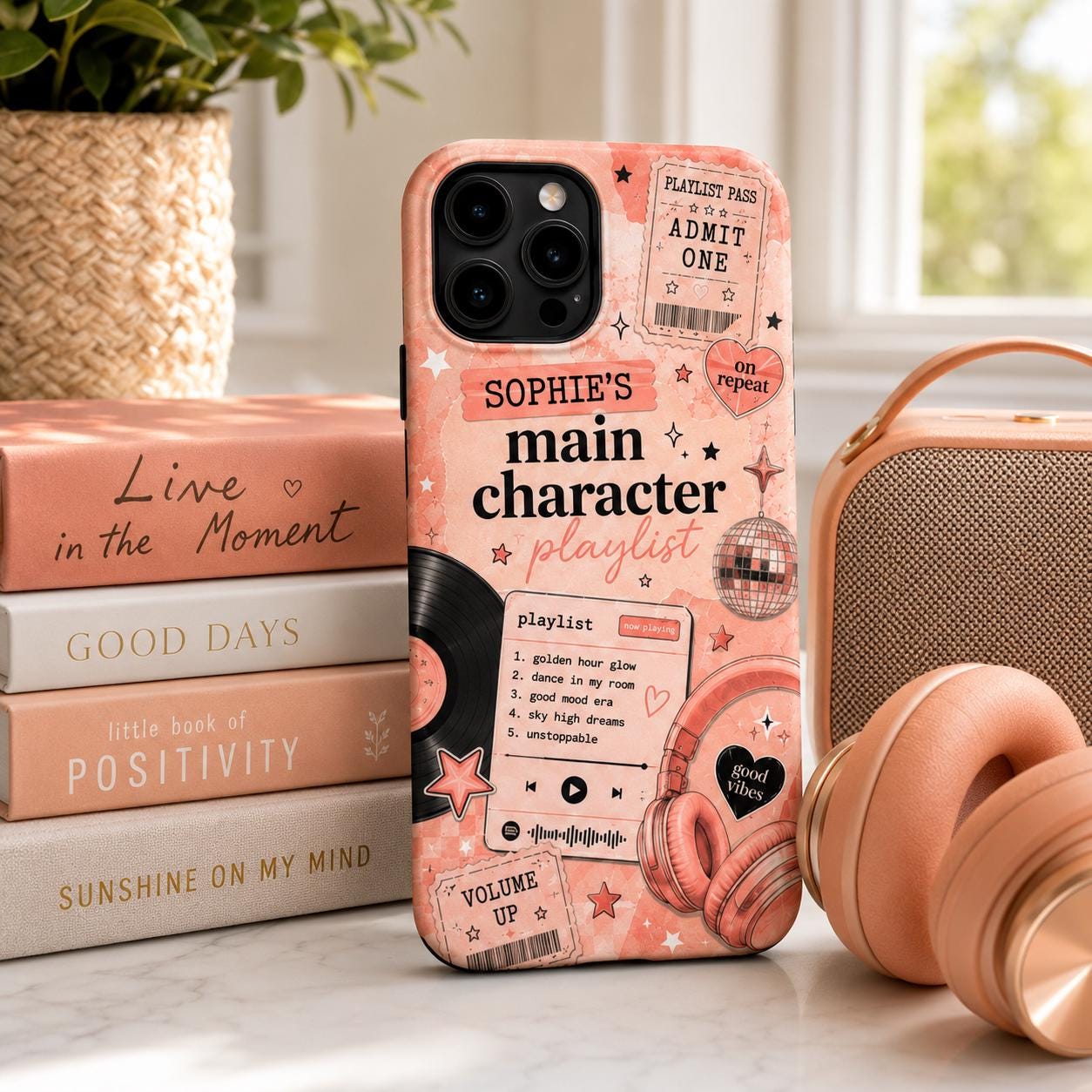 Personalized Playlist Tough Phone Case, Custom Name Music Lover Case