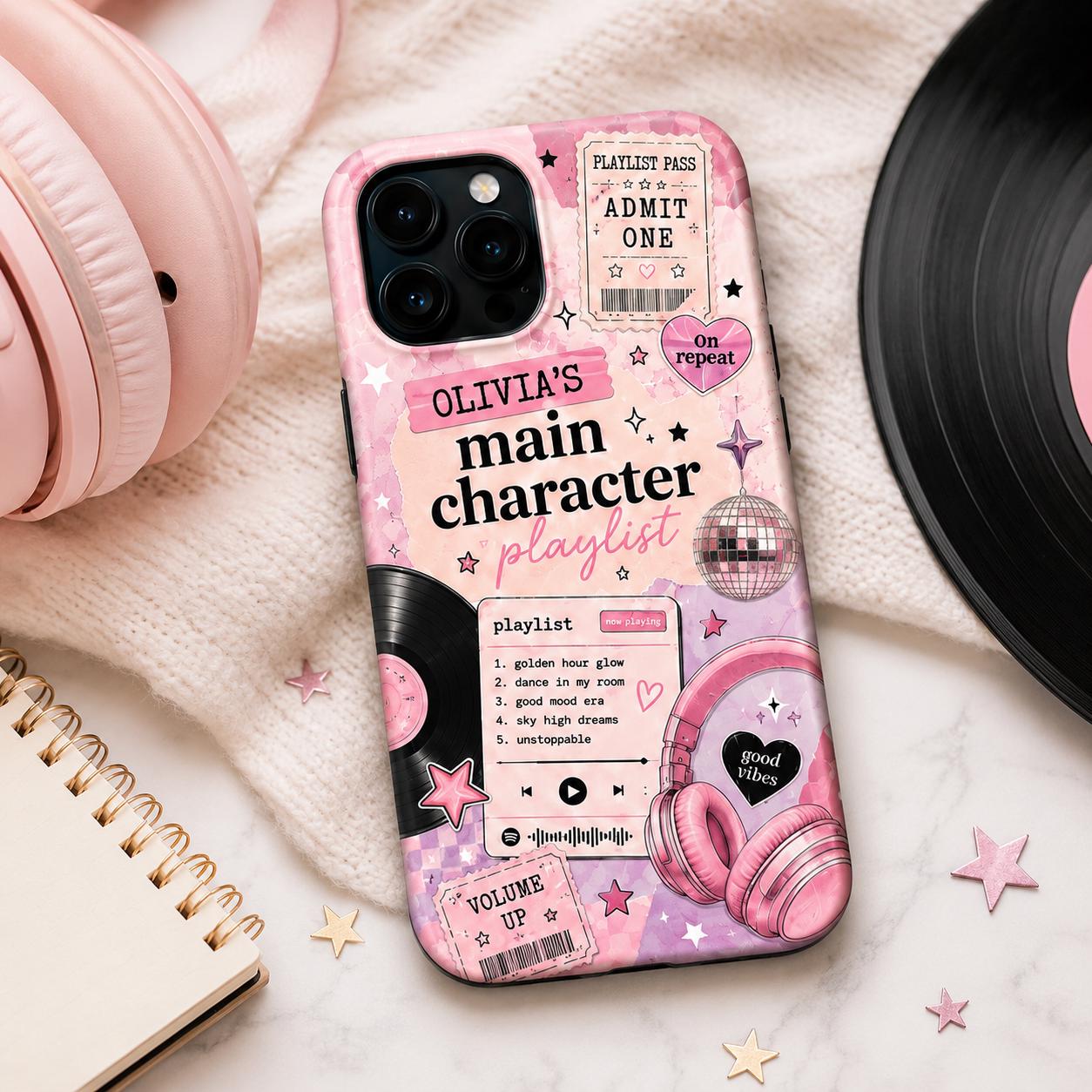Personalized Playlist Tough Phone Case, Custom Name Music Lover Case