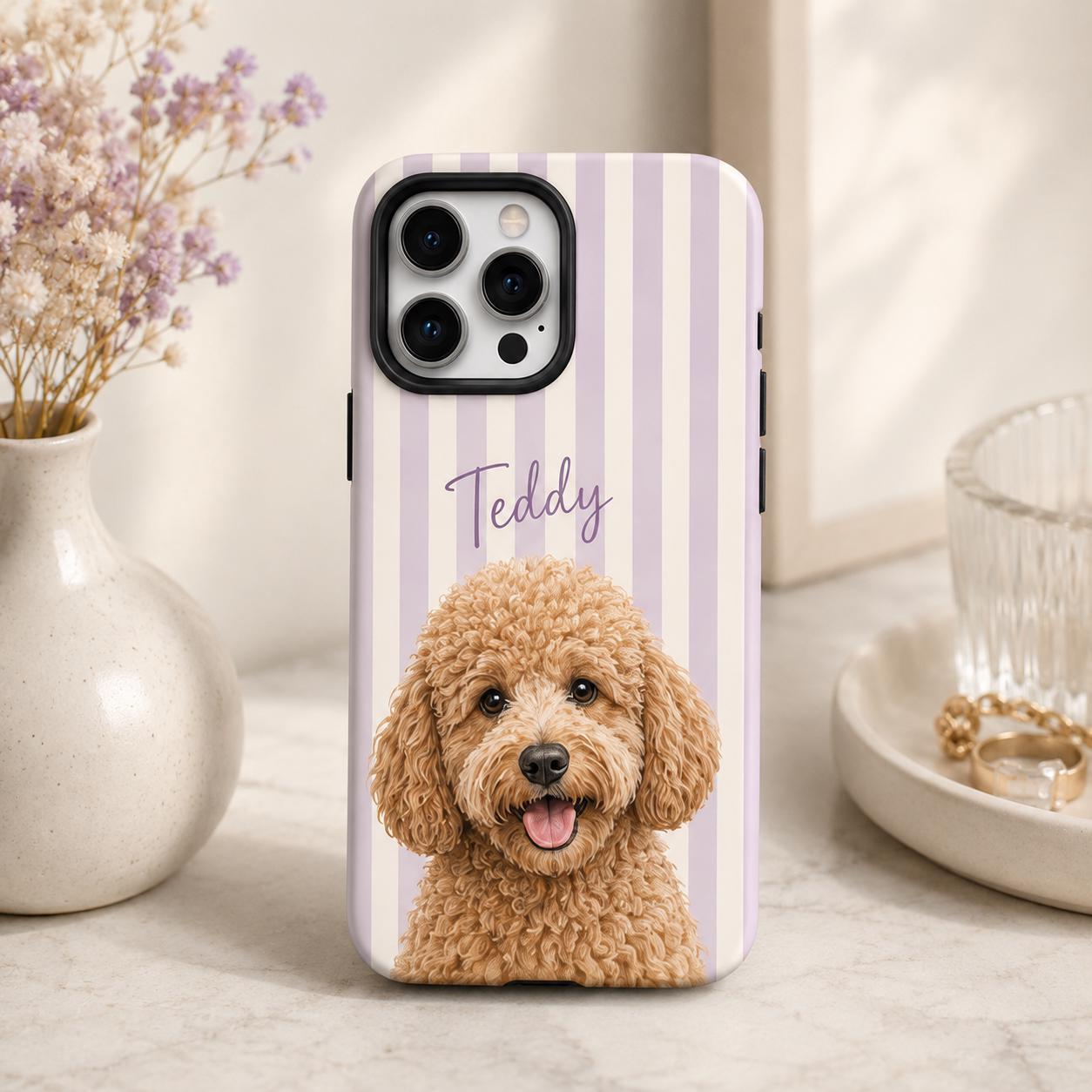 Custom Pet Portrait Phone Case, Personalized Dog Photo iPhone Case, Pet Lover Gift
