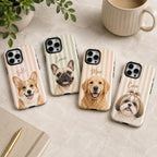 Custom Pet Portrait Phone Case, Personalized Dog Photo iPhone Case, Pet Lover Gift
