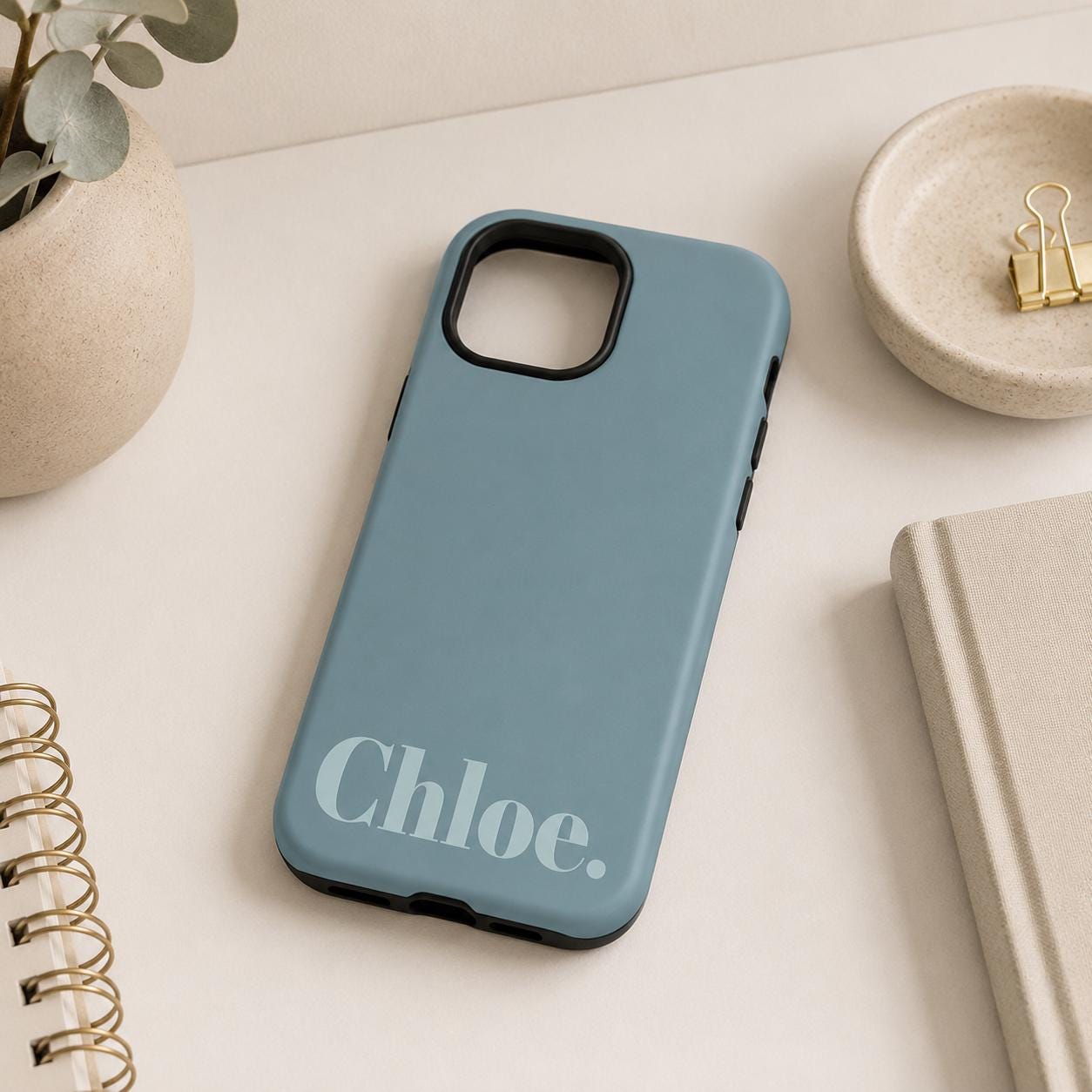 Personalized Name Phone Case, Minimal Solid Color iPhone Case, Custom Name Case Gift