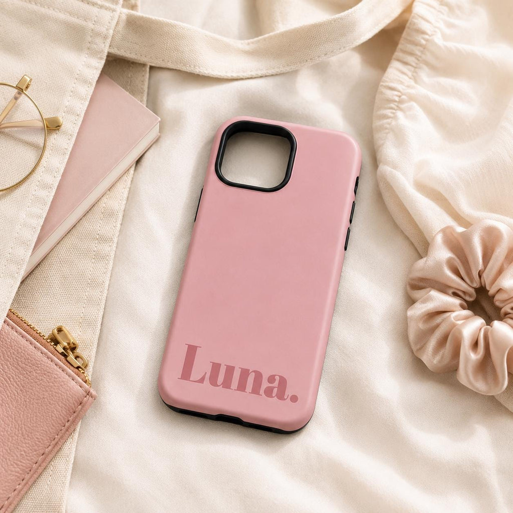 Personalized Name Phone Case, Minimal Solid Color iPhone Case, Custom Name Case Gift